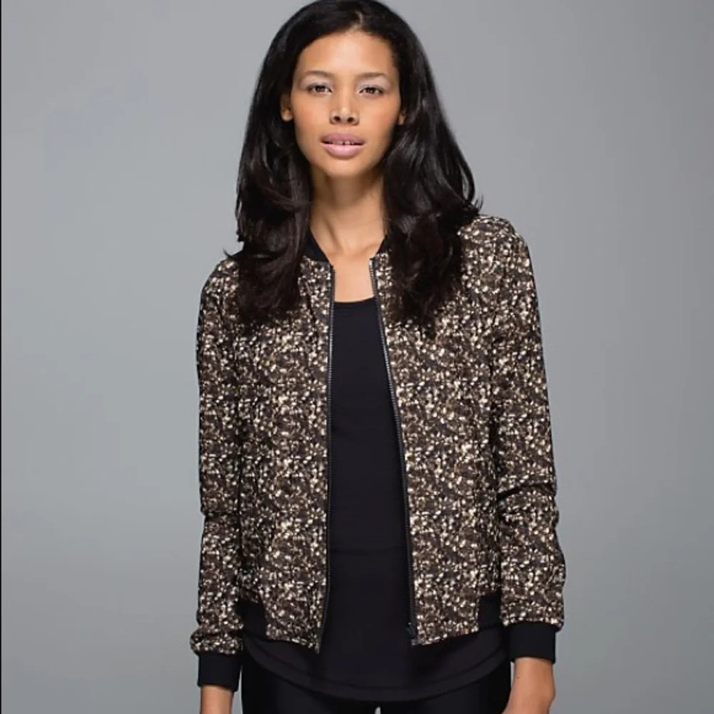 lululemon athletica Black and Gold Speckled Bomber Jacket